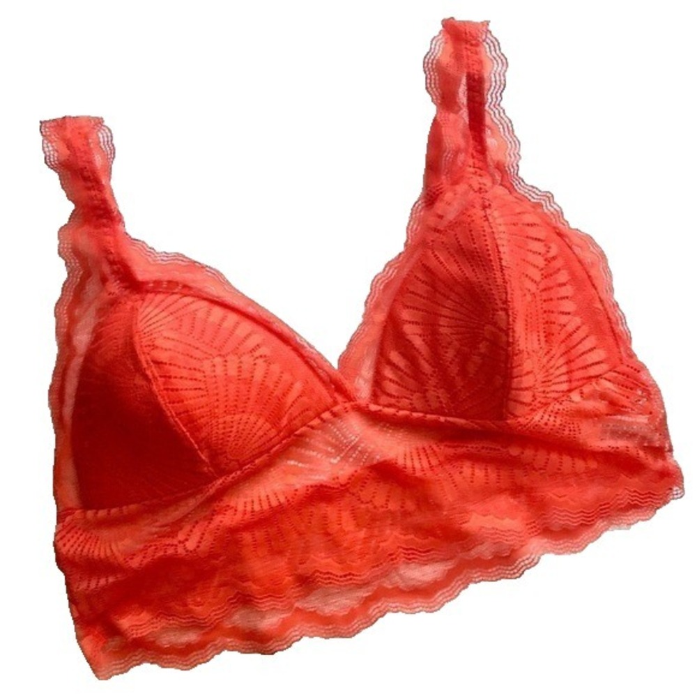 ASOS Lace Bralette Womens Large Neon Orange Beach Summer Loungewear Bright Layer